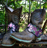 Boot Candy Pink Turquoise N' Roses