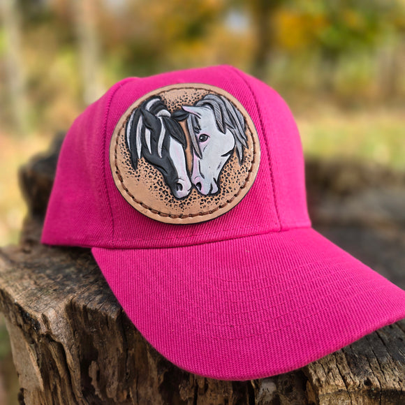 Pink Baseball Cap - Horses