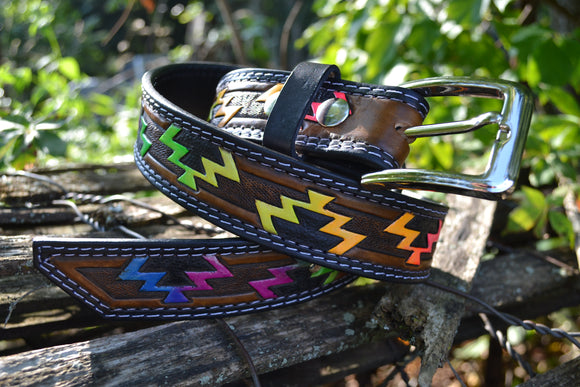 Neon Aztec Belt Size 32