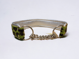 Green Leopard Cowhide Silver Padded Martingale