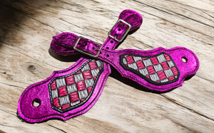 Pink Checkered Spur Straps