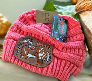 Coral Beanie - Horse & Squirrel