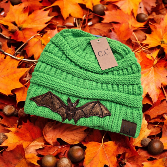 Neon Green Beanie - Bat