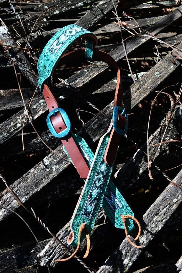 Beaded Inlay Headstall - One Ear