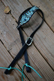Classic Headstall - Teal Glitter Glow Web