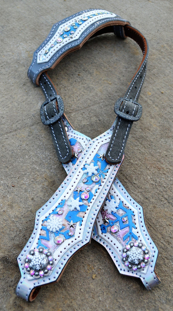 One Ear Headstall - Silver & Hologram