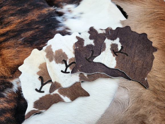 Brown & White Cowhide Coasters (Set of 4)