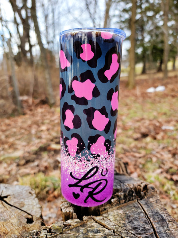 Logo Skinny Tumbler - #007 - Pink Leopard