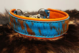 Blue Brindle/Orange Cowhide Collar