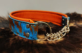 Blue Brindle/Orange Cowhide Collar